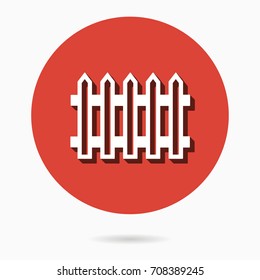 Fence vector icon with shadow. Illustration isolated for graphic and web design.