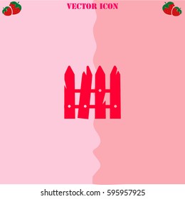 Fence vector  icon. Strawberry Background.