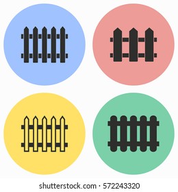 Fence vector icons set. Black illustration isolated for graphic and web design.