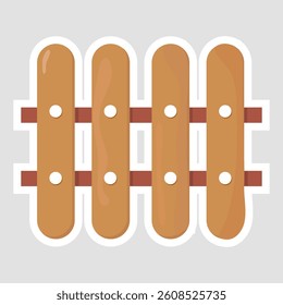 Fence Vector Illustration Sticker. A simple wooden fence sticker, perfect for garden, yard, or outdoor-themed designs and landscaping projects
