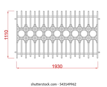 Fence vector image with dimension black paint in the white background