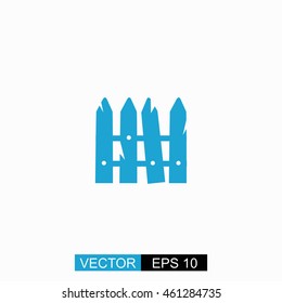 Fence vector. Isolated blue icon on white background.