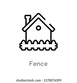 fence vector line icon. Simple element illustration. fence outline icon from real estate concept. Can be used for web and mobile