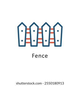 Fence Vector Two Color Outline IconIcon. Eps 10 file