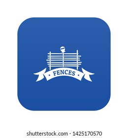 Fence village icon blue vector isolated on white background