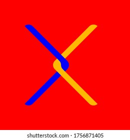 Fence wire knot logo with vibrant colors, brand for extreme sports, editable vector
