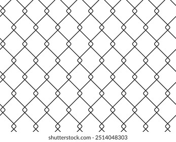 Fence from wire mesh line seamless pattern. Background from black silhouette fence, decorative border, graphic boundary, barrier. Safety grid wall. Vector illustration