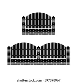 Fence of wood and bricks vector illustration