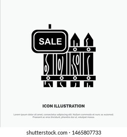 Fence, Wood, Realty, Sale, Garden, House solid Glyph Icon vector. Vector Icon Template background