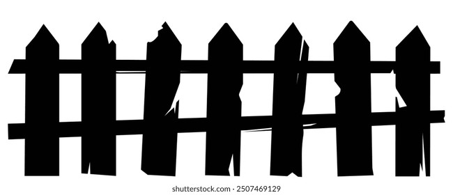 Fence wooden, black silhouette. Halloween fence concept. Vector.