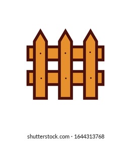 fence wooden farm flat style vector illustration design