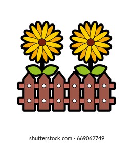 fence wooden with flowers