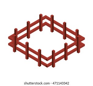 fence wooden isometric icon vector illustration design