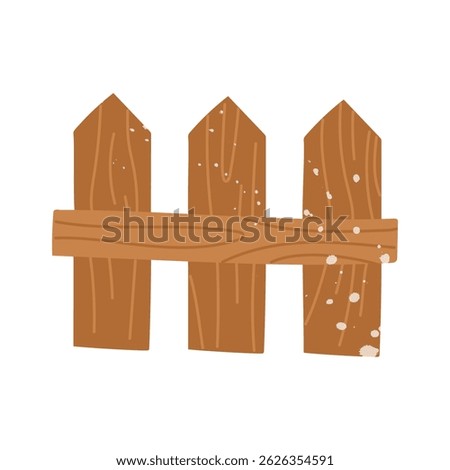 fence is wooden with a texture. Flat isolated color illustration with doodle elements. It is suitable for postcards, prints, blog design, children's books, packaging design, and spring projects.