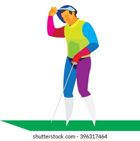 A fencer after the defeat in the match
