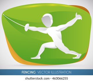 Fencer counterattacking with a forward thrust in fencing sport event.