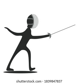Fencer icon. Black silhouette on a white background. Isolated vector image