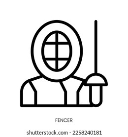 fencer icon. Line Art Style Design Isolated On White Background