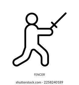 fencer icon. Line Art Style Design Isolated On White Background