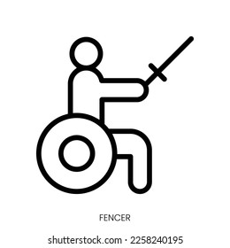 fencer icon. Line Art Style Design Isolated On White Background