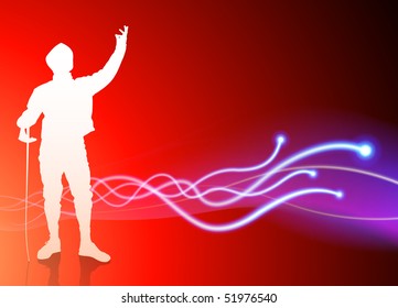 Fencer on Light Spark Abstract Background Original Illustration