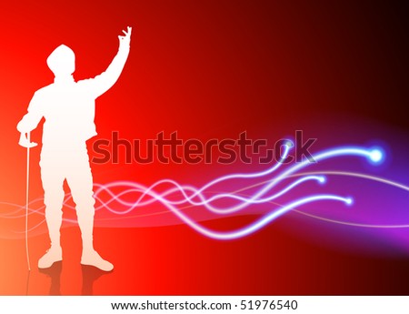 Fencer on Light Spark Abstract Background Original Illustration