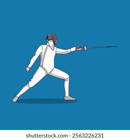 The fencer performs the lunge technique