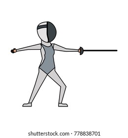 Fencer with rapier cartoon
