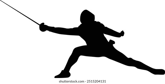 Fencer silhouette illustration. People pose full body while fencing.