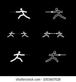 Fencer stick icon set white color