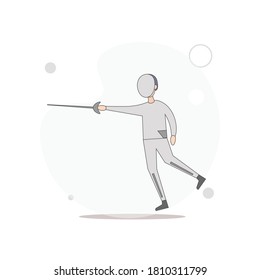 Fencer vector flat illustration on white