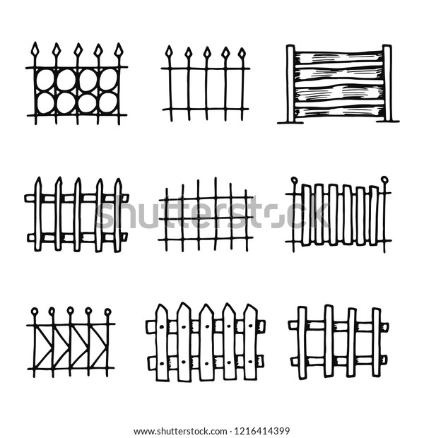 Fences Icons Set Isolated Objects Silhouettes Stock Vector Royalty Free Shutterstock