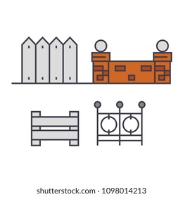 Fences line icon concept. Fences flat vector sign, symbol, illustration.
