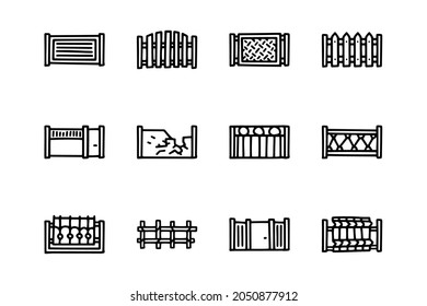 Fences line vector doodle simple icon set