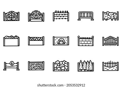 Fences line vector doodle simple icon set