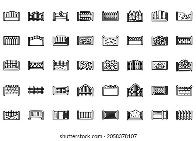Fences line vector doodle simple icon set