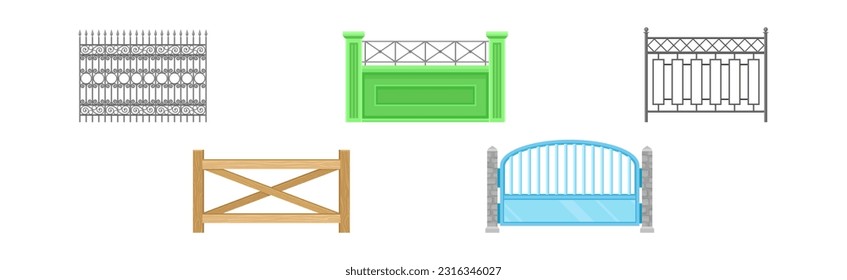 Fences as Outdoor Structure for Enclosing Private Area Vector Set