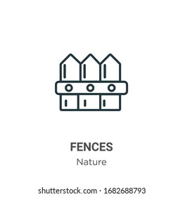 Fences outline vector icon. Thin line black fences icon, flat vector simple element illustration from editable nature concept isolated stroke on white background