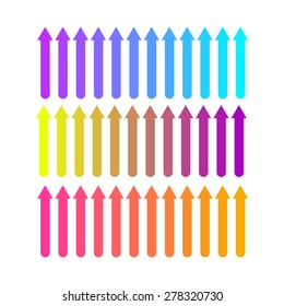 Fence-up of bright arrow on a white background levels. Vector illustration