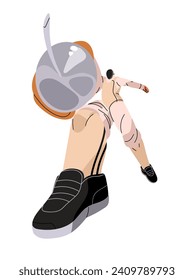 Esgrimiendo ataques a atletas con lámina. Esgrimista profesional en entrenamiento uniforme de protección con epee. Pelea de espadas. Combatir el deporte. Movimiento dinámico. Ilustración vectorial aislada plana sobre fondo blanco