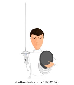 fencing, athlete on a white background, vector illustration