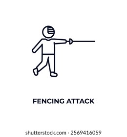fencing attack outline icon. Linear vector from people concept. Thin line fencing attack icon isolated on white background