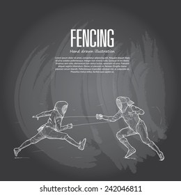 Fencing background Design. Hand drawn.