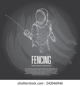 Fencing background Design. Hand drawn.
