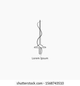 Fencing badge logo or label that can be used for fashion design, signs for sports clubs. fencing logo vector design.