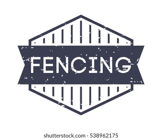 fencing badge, vector logo, sport label, grunge stamp, vintage style