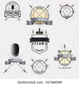 Fencing badges logos and labels can be used to fashion design, signs for sports clubs, sales