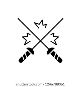 Fencing black icon, vector sign on isolated background. Fencing concept symbol, illustration 