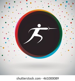 Fencing - Colorful icon and sports background
