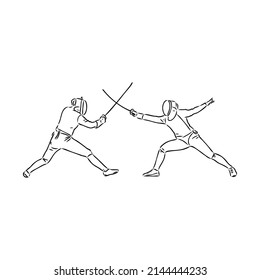 Fencing Competition Brush Sketch Drawing Fencing Vector